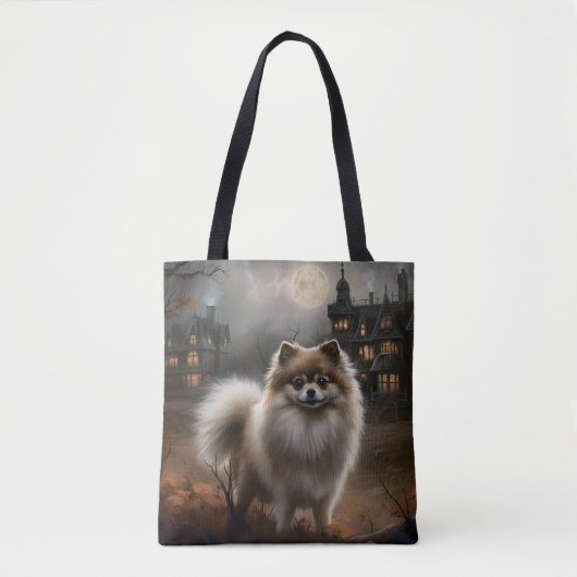Pomeranian Halloween Griezelen Tote Bag (Voorkant)