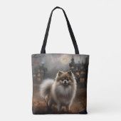 Pomeranian Halloween Griezelen Tote Bag (Achterkant)