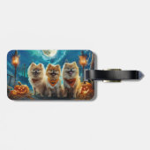 Pomeranian Halloween Griezelig Bagagelabel (Achterkant horizontaal)