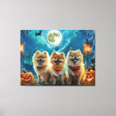 Pomeranian Halloween Griezelig Canvas Afdruk (Voorkant)