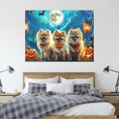 Pomeranian Halloween Griezelig Canvas Afdruk (Insitu (Slaapkamer))