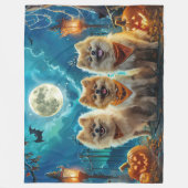 Pomeranian Halloween Griezelig Fleece Deken (Voorkant)