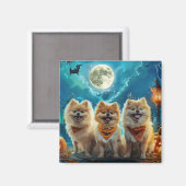 Pomeranian Halloween Griezelig Magneet (Voorkant / Achterkant)