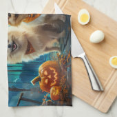 Pomeranian Halloween Spoken Theedoek (Quarter Fold)