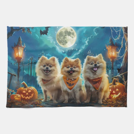 Pomeranian Halloween Spoken Theedoek (Horizontaal)