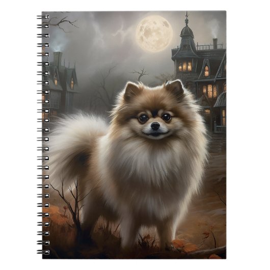Pomeranian Halloween Verschrikkelijk Notitieboek (Voorkant)