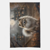 Pomeranian Halloween Verschrikkelijk Theedoek (Verticaal)