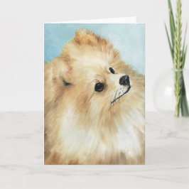 "Pomeranian Head Study" Dog Art Wenskaart Kaart
