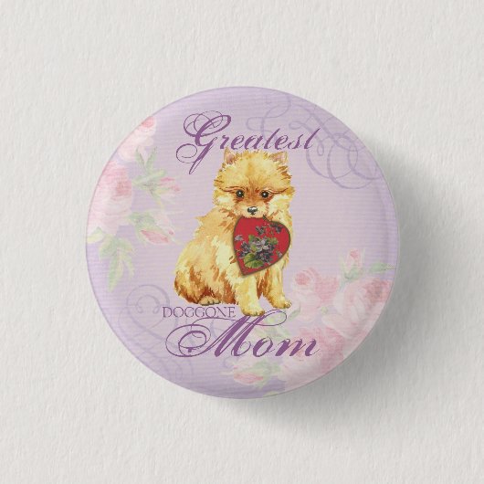 Pomeranian Heart Mam Ronde Button 3,2 Cm (Voorkant)