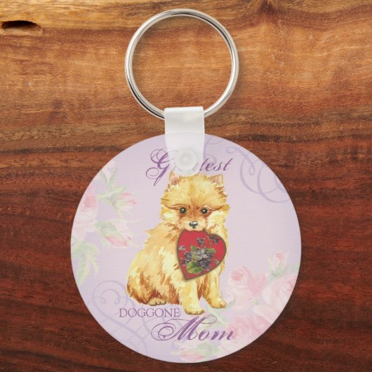 Pomeranian Heart Mam Sleutelhanger (Voorkant)