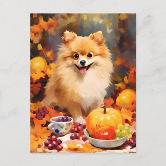 Pomeranian herfst dankzegging  briefkaart (Voorkant)