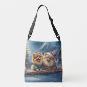 Pomeranian Holiday Design beroemd gemaakt door Ric Crossbody Tas (Achterkant)