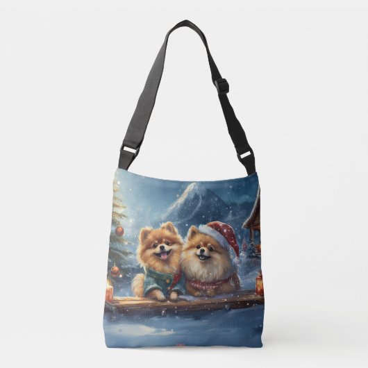 Pomeranian Holiday Design beroemd gemaakt door Ric Crossbody Tas (Voorkant)