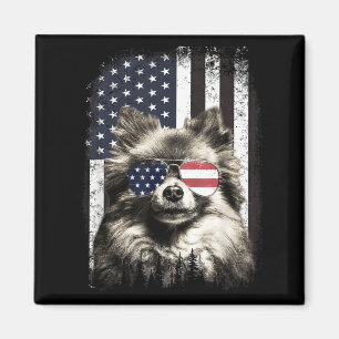 Pomeranian Hond Amerikaanse Vlag 4 juli Zonnebril Magneet