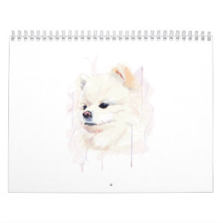 Pomeranian hond aquarel schilderij Cute Kalender