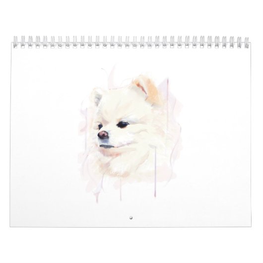 Pomeranian hond aquarel schilderij Cute Kalender (Hoes)