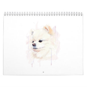 Pomeranian hond aquarel schilderij Cute Kalender