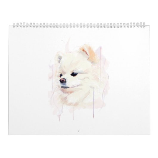 Pomeranian hond aquarel schilderij Cute Kalender (Hoes)