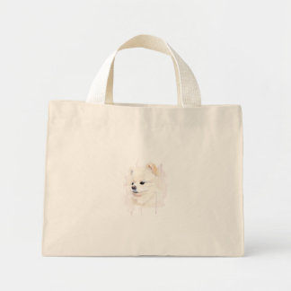 Pomeranian hond aquarel schilderij Cute Mini Tote Bag