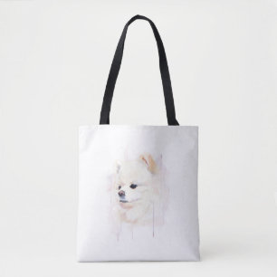 Pomeranian hond aquarel schilderij Cute Tote Bag