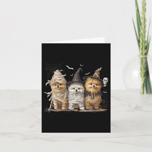 Pomeranian hond Ed spook Halloween Kaart (Voorkant)