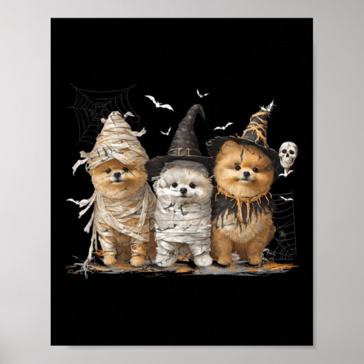 Pomeranian hond Ed spook Halloween Poster (Voorkant)