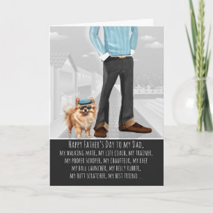 Pomeranian hond en vader voor Vaderdag Feestdagen Kaart