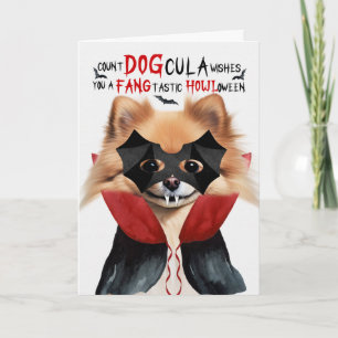 Pomeranian Hond Grappige Graaf DOGcula Halloween Feestdagen Kaart