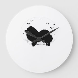 Pomeranian hond ? Halloween Maan Silhouet Klassiek Grote Klok