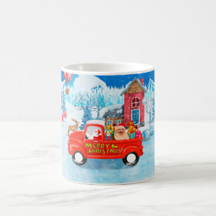 Pomeranian hond Kerst bezorgwagen Sneeuw Koffiemok