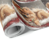 Pomeranian Hond Kerst Festiviteit Cadeaupapier (Rol Hoek)