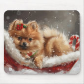 Pomeranian Hond Kerst Festiviteit Muismat (Voorkant)