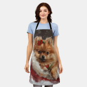 Pomeranian Hond Kerst Festiviteit Schort (Gedragen)