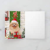 Pomeranian hond kerst   kaart (Binnen)