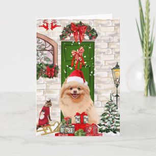 Pomeranian hond kerst   kaart
