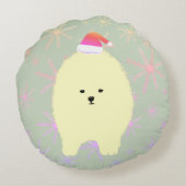 Pomeranian hond Kerst kussensloop Rond Kussen (Achterkant)