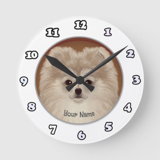 Pomeranian hond klok (Voorkant)