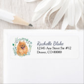 Pomeranian hond krans retouradreslabel etiket (Insitu)