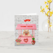 Pomeranian hond kussen booth op Valentijnsdag Kaart (Gele Bloem)