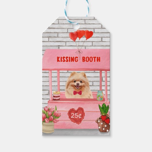 Pomeranian hond kussende Valentijnsdag Fotohokje Cadeaulabel (Voorkant)