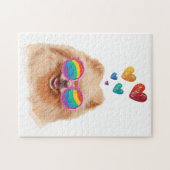 Pomeranian hond met harten Valentijnsdag Legpuzzel (Horizontaal)