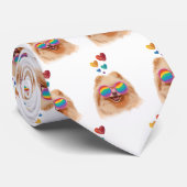 Pomeranian hond met harten Valentijnsdag Stropdas (Opgerold)