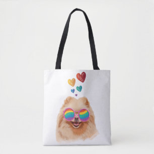 Pomeranian hond met harten Valentijnsdag Tote Bag