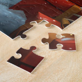 Pomeranian Hond Met Kerstcadeaus Open Haard Legpuzzel (Zijkant)