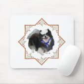 Pomeranian hond met schelpen muismat (Met muis)