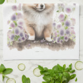 Pomeranian Hond Moeder Bloemstuk Theedoek (Gevouwen)