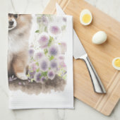 Pomeranian Hond Moeder Bloemstuk Theedoek (Quarter Fold)
