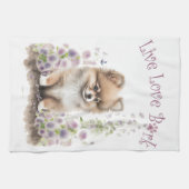 Pomeranian Hond Moeder Bloemstuk Theedoek (Horizontaal)