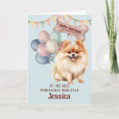 Pomeranian hond moeder/vader verjaardag kaart (Voorkant)