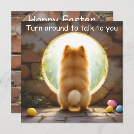 Pomeranian hond - Pasen Feestdagenkaart (Voorkant / Achterkant)
